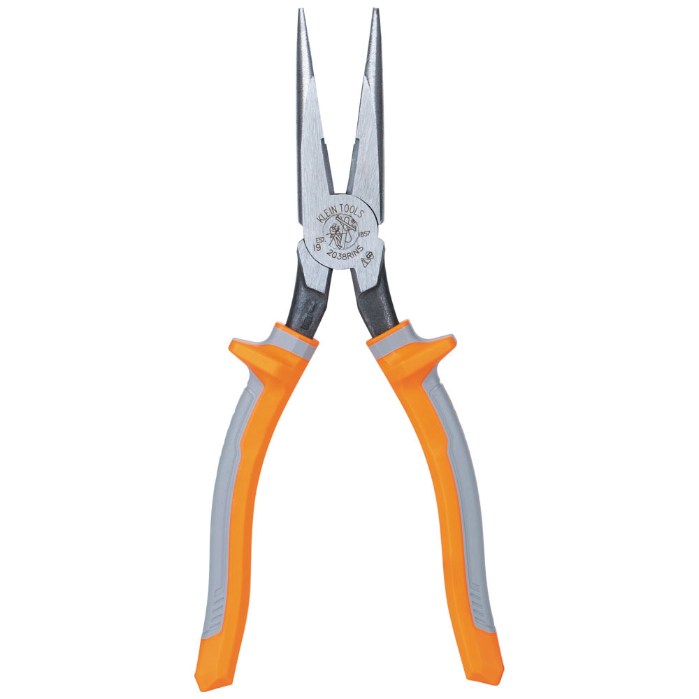 Klein Pliers, Long Nose Side-Cutters, Insulated, 8-Inch # 2038RINS