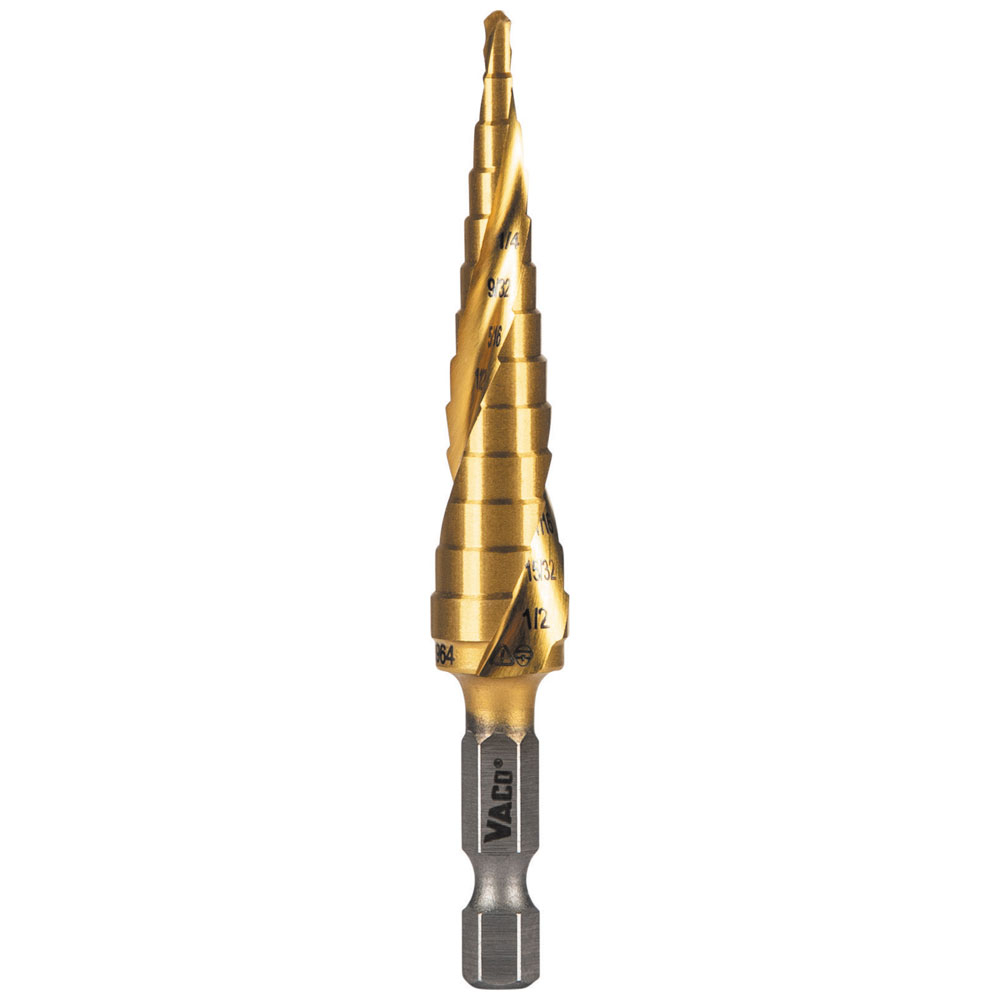 Klein 13-Step Drill Bit, Double-Fluted, 1/8-Inch to 1/2-Inch # 25964