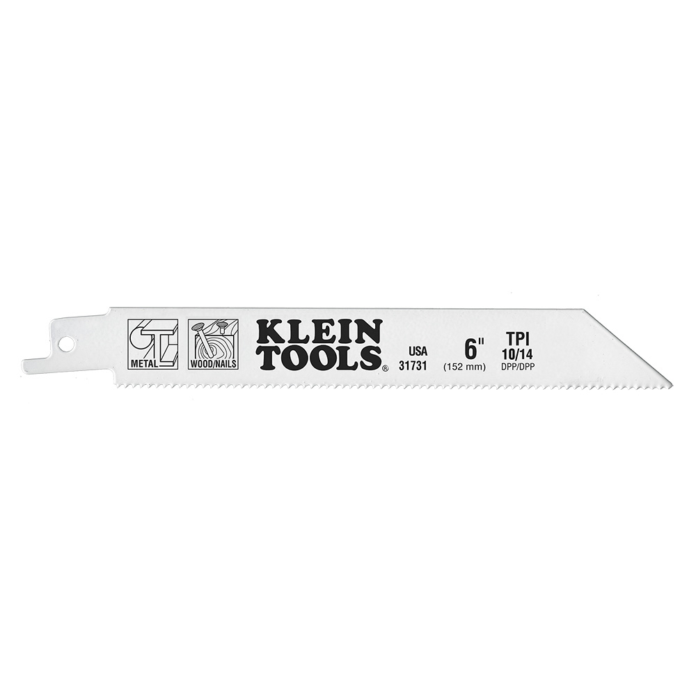 Klein Reciprocating Saw Blades, 10/14 Tpi, 6-Inch, 5-Pack # 31731