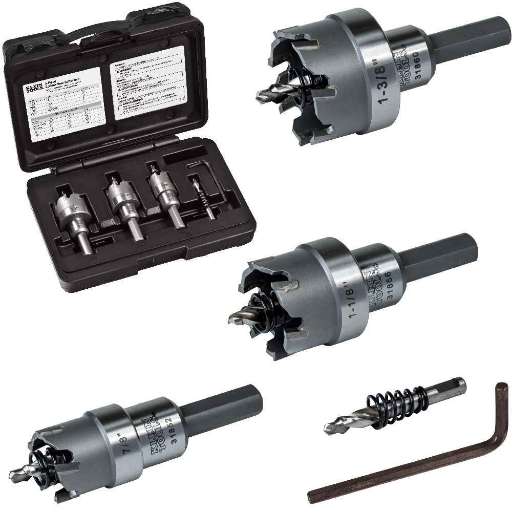Klein Carbide Hole Cutter Set with Heavy Duty Carry Case, 4-Piece # 31872