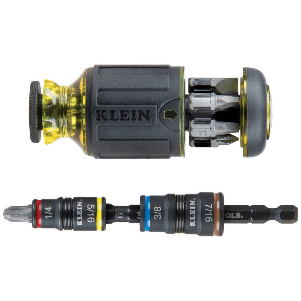 Klein 12-in-1 Impact Rated Stubby Driver Set with Flip Sockets # 32308HD