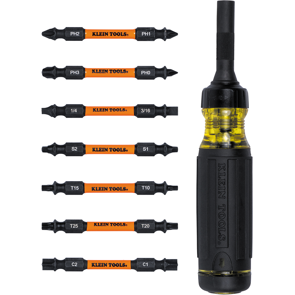 Klein 15-in-1 Ratcheting Impact-Rated Multi-Bit Torsion Zone Screwdriver # 32315HD