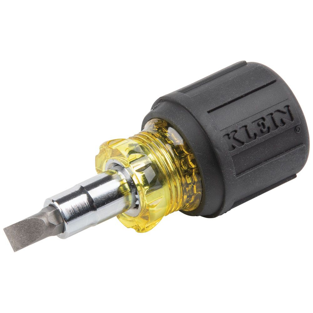 Klein Multi-Bit Screwdriver / Nut Driver, 6-in-1, Stubby, PH, Sl Bits # 32561