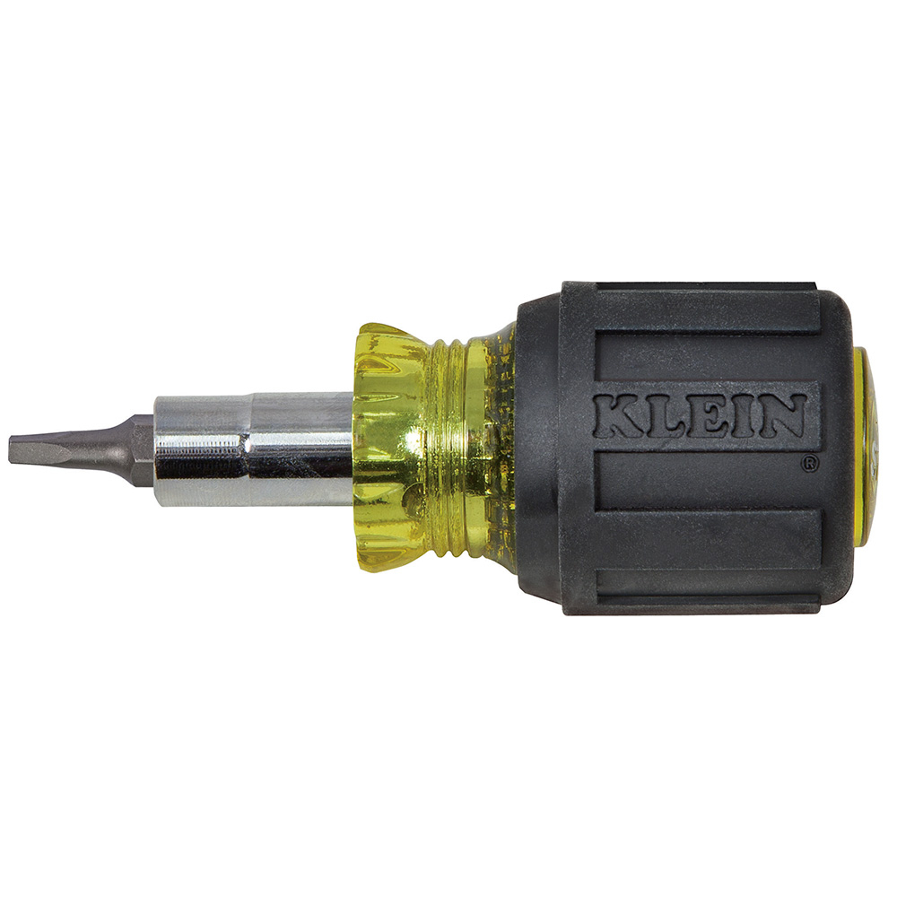 Klein Multi-Bit Screwdriver / Nut Driver, 6-in-1, Stubby, PH, Sl, Sq Bits # 32562