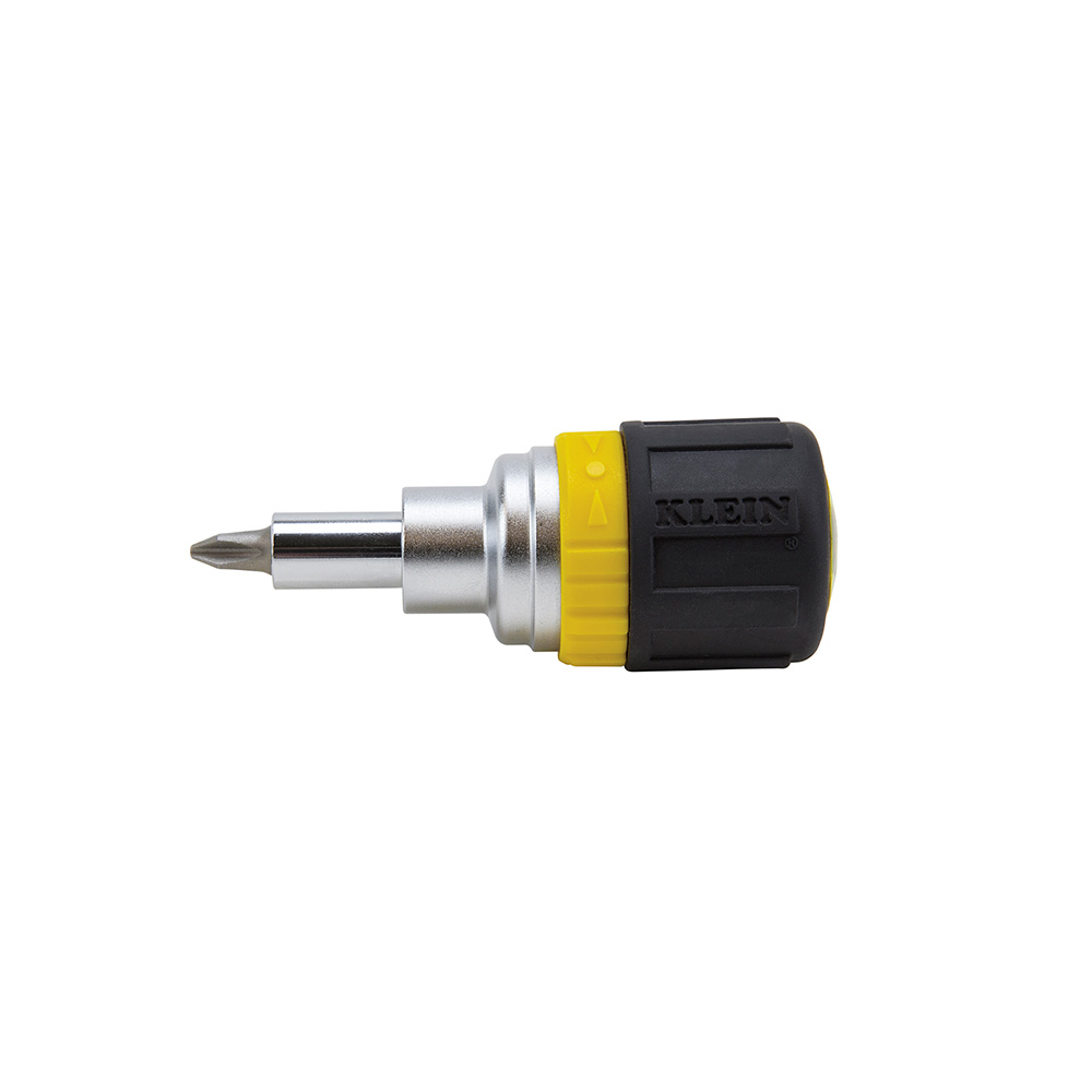 Klein Multi-Bit Ratcheting Screwdriver, 6-in-1, Stubby, PH, Sl, Nut Bits # 32593