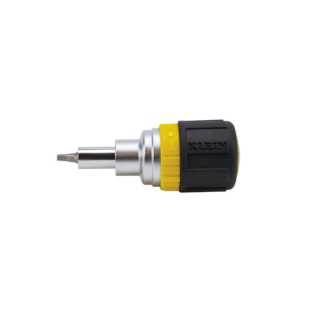 Klein Multi-Bit Ratcheting Screwdriver, 6-in-1, Stubby, PH, Sl, Sq, Nut Bits # 32594