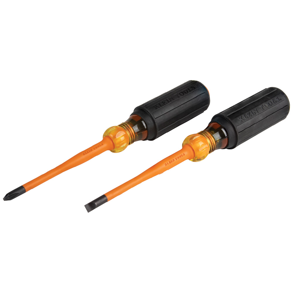 Klein Screwdriver Set, Slim-Tip Insulated Phillips and Cabinet Tips, 2-Piece # 33732INS