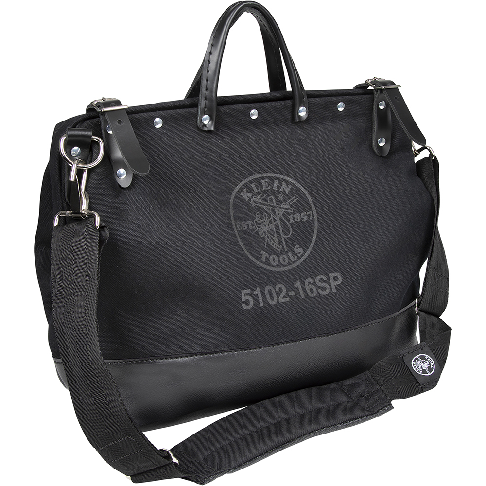 Klein Deluxe Tool Bag, Black Canvas, 13 Pockets, 16-Inch # 510216SPBLK