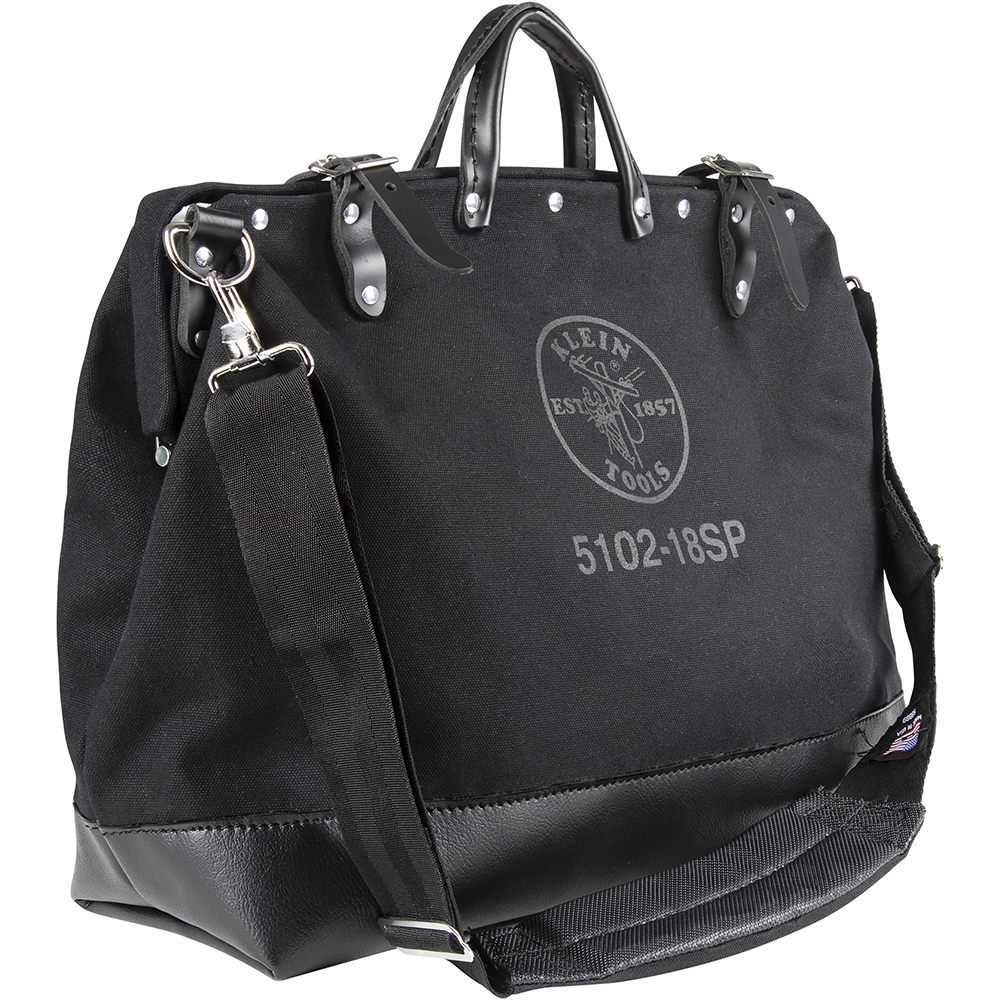 Klein Deluxe Tool Bag, Black Canvas, 13 Pockets, 18-Inch # 510218SPBLK