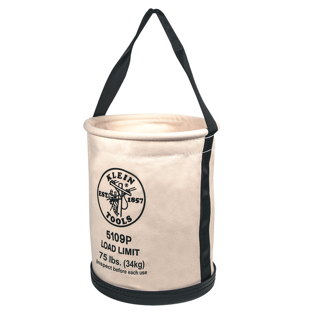 Klein Canvas Bucket, Wide Straight-Wall with Pocket, Molded Bottom, 12-Inch # 5109P