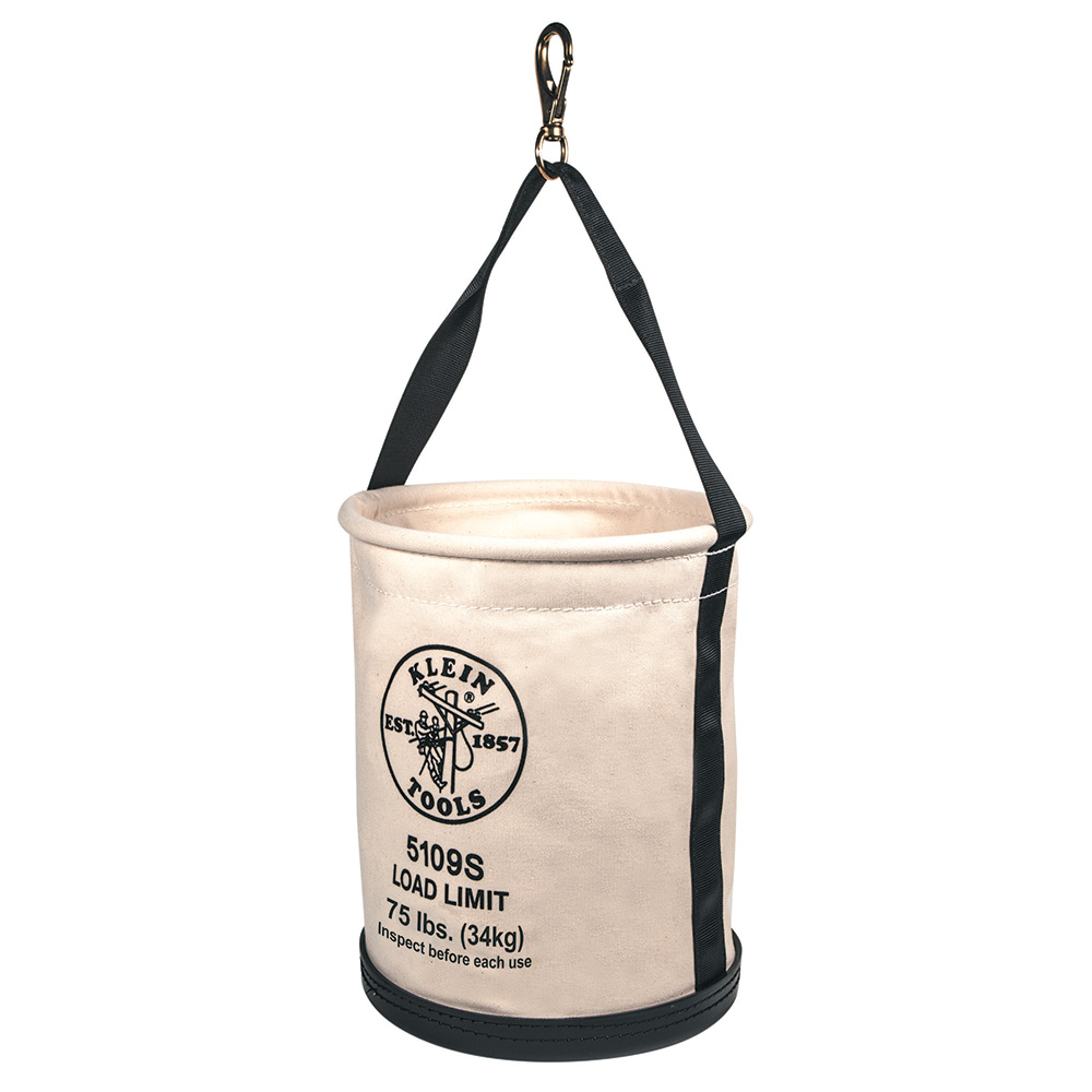 Klein Canvas Bucket, Straight Wall with Swivel Snap and Drain Holes, 12-Inch # 5109S