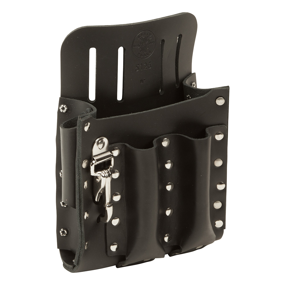 Klein Leather Tool Pouch with Knife Snap, 5-Pocket # 5126