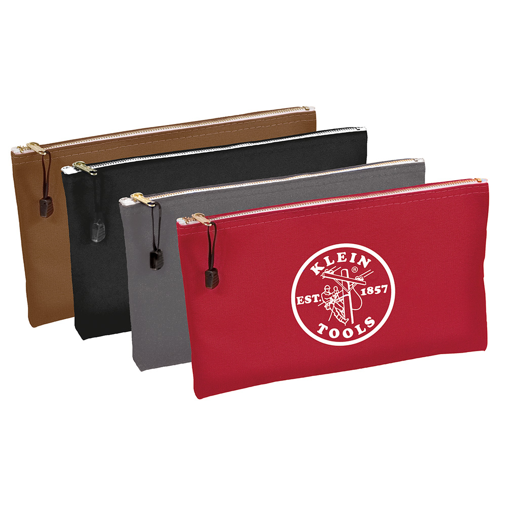 Klein Zipper Bags, Canvas Tool Pouches Brown/Black/Gray/Red, 4-Pack # 5141