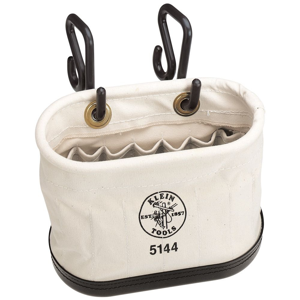 Klein Canvas Bucket, 15-Pocket Aerial Oval Bucket with Hooks # 5144