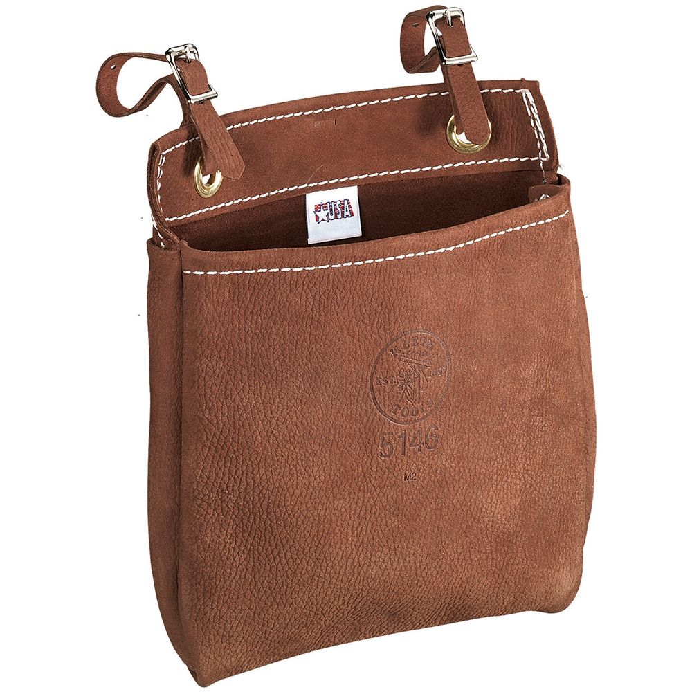 Klein Tool Bag, Leather All-Purpose Pouch with Belt Straps, 9 x 3 x 8-Inch # 5146