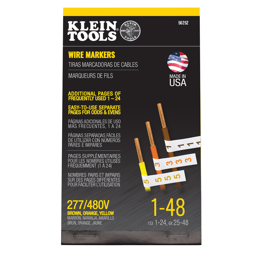 Klein Wire Marker Book, 277/480V 3 Phase 1-48 # 56252