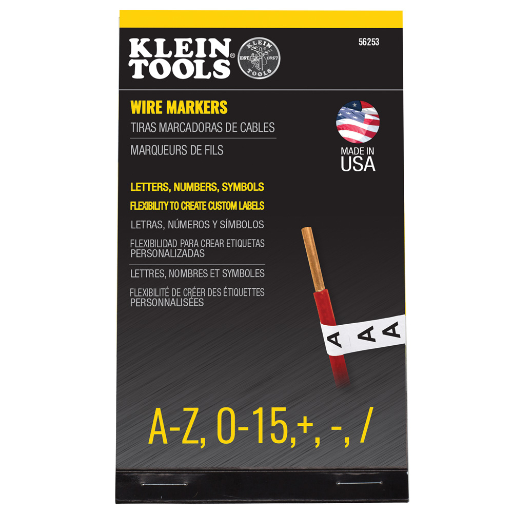 Klein Wire Marker Book, Black Letters, Numbers, and Symbols # 56253
