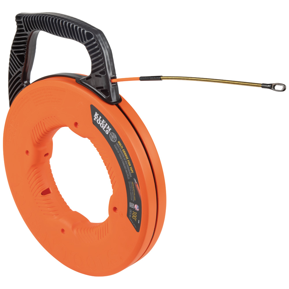 Klein Multi-Groove Fiberglass Fish Tape with Spiral Steel Leader, 100-Foot # 56380