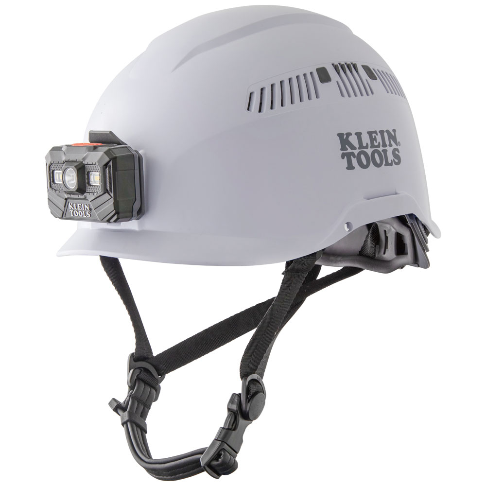 Klein Safety Helmet, Vented-Class C, with Rechargeable Headlamp, White # 60150
