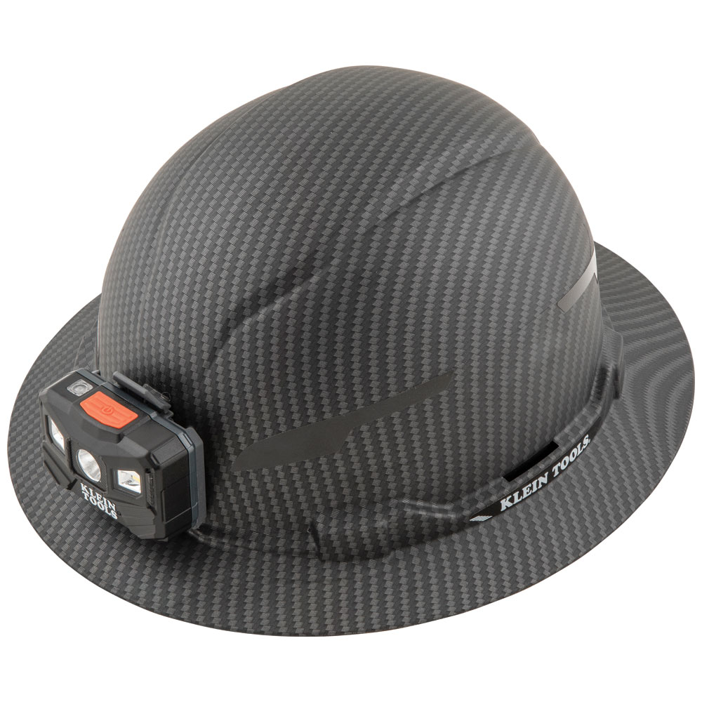 Klein Hard Hat, Premium KARBN Pattern, Non-Vented Full Brim, Class E, Lamp # 60346