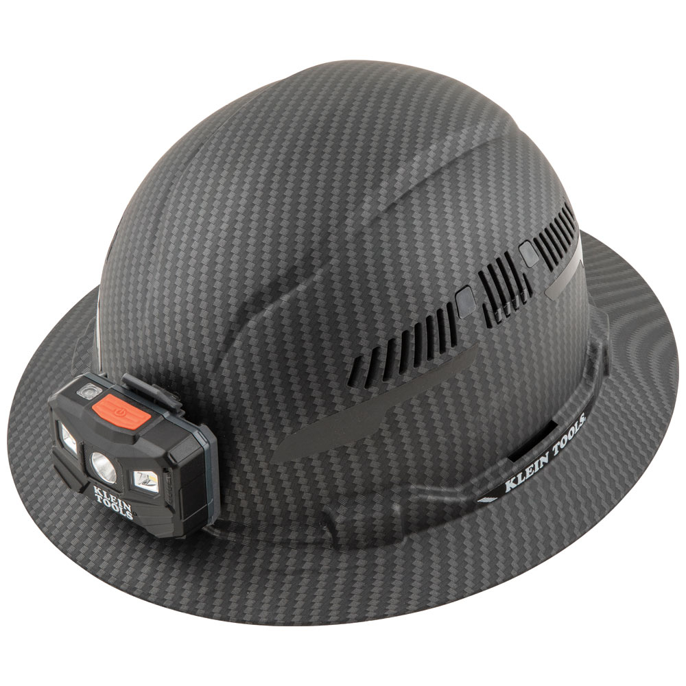 Klein Hard Hat, Premium KARBN Pattern, Vented Full Brim, Class C, Lamp # 60347
