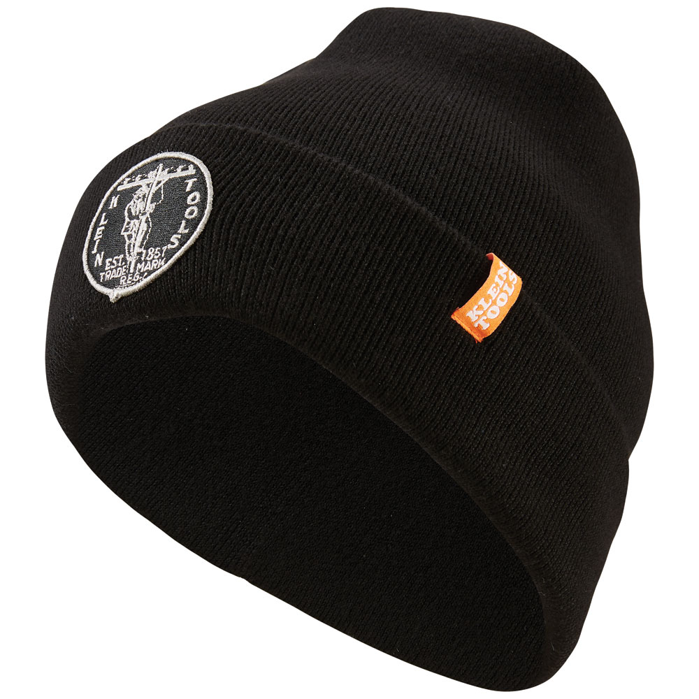 Klein Heavy Knit Hat, Black, Vintage Patch Logo # 60388