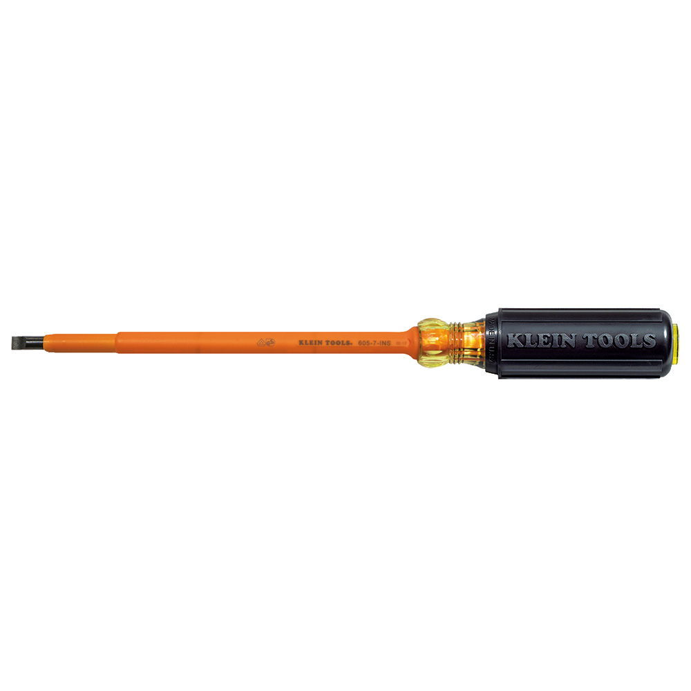 Klein Insulated Screwdriver, 1/4-Inch Cabinet, 7-Inch Round Shank # 605-7-INS