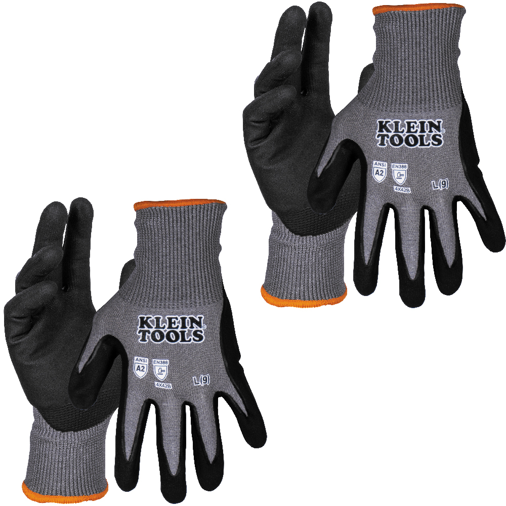 Klein Knit Dipped Gloves, Cut Level A2, Touchscreen, Large, 2-Pair # 60585