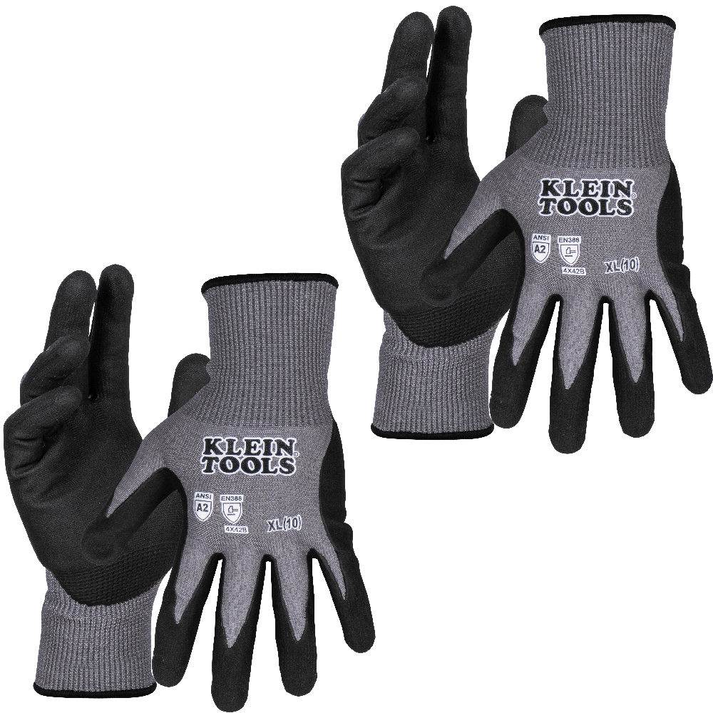 Klein Knit Dipped Gloves, Cut Level A2, Touchscreen, x-Large, 2-Pair # 60586