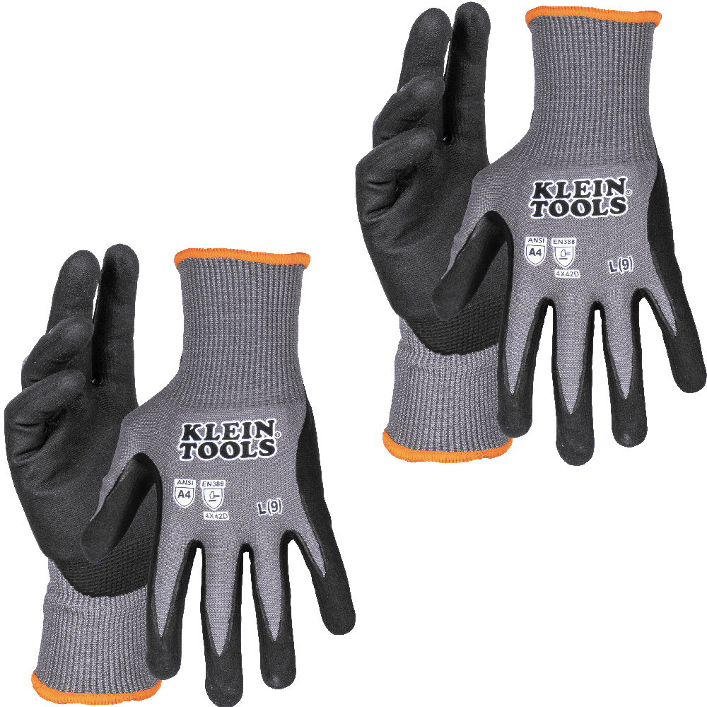 Klein Knit Dipped Gloves, Cut Level A4, Touchscreen, Large, 2-Pair # 60589