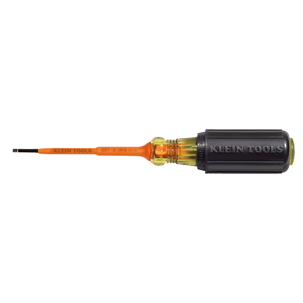 Klein Insulated Screwdriver, 3/32-Inch Cabinet, 3-Inch Round Shank # 607-3-INS