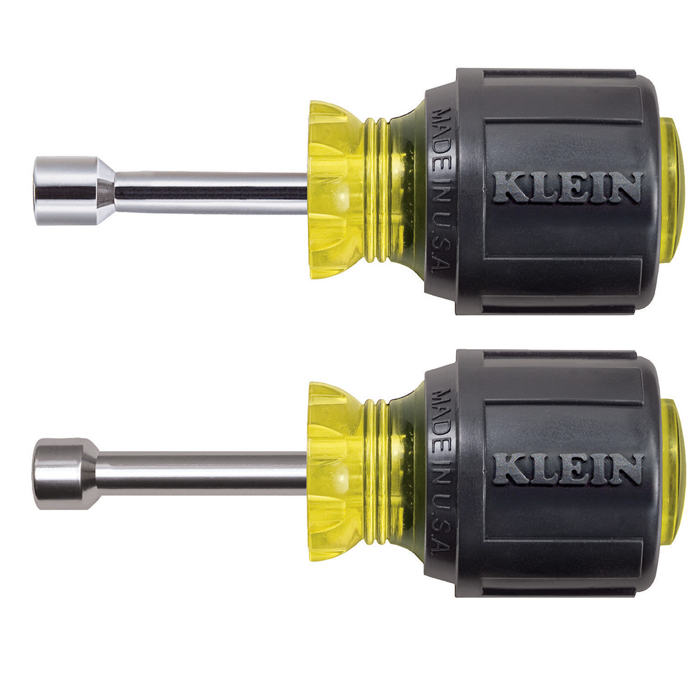 Klein Nut Driver Set, Magnetic Stubby Nut Drivers, 1-1/2-Inch Shaft, 2-Piece # 610M