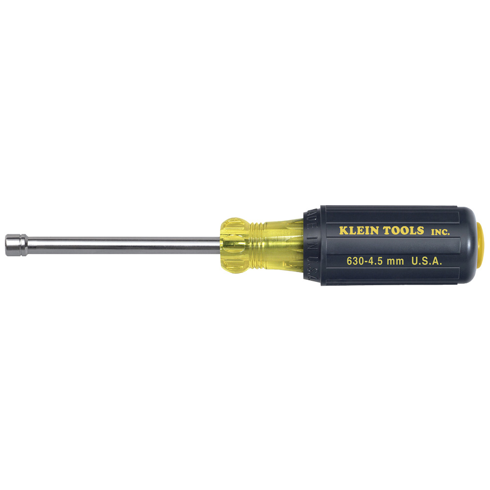 Klein 4.5 mm Cushion-Grip Nut Driver 3-Inch Hollow Shaft # 630-4.5 mm
