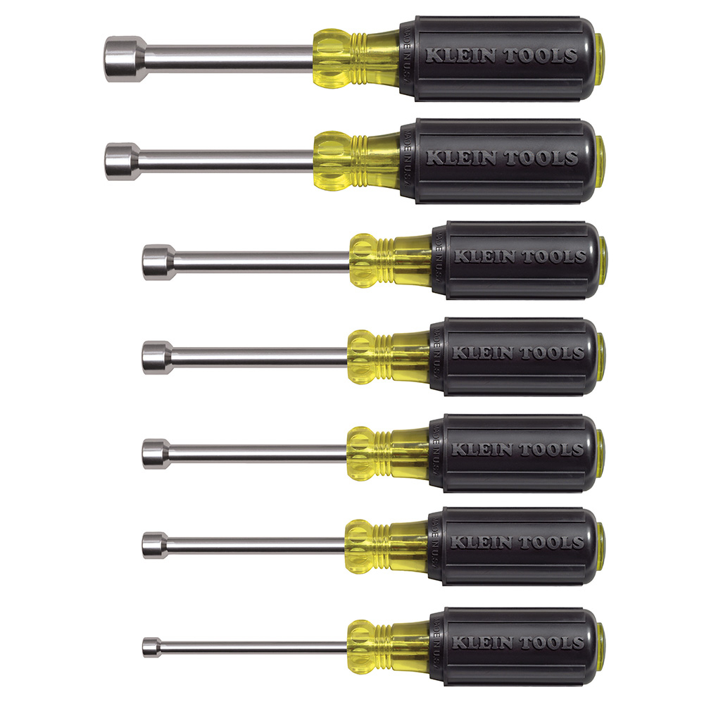 Klein Nut Driver Set, Magnetic Nut Drivers, 3-Inch Shaft, 7-Piece # 631M