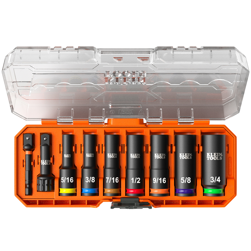 Klein KNECT Deep-Well 3/8-Inch Drive Impact Socket Set, SAE, 9-Piece # 65109IMPCT