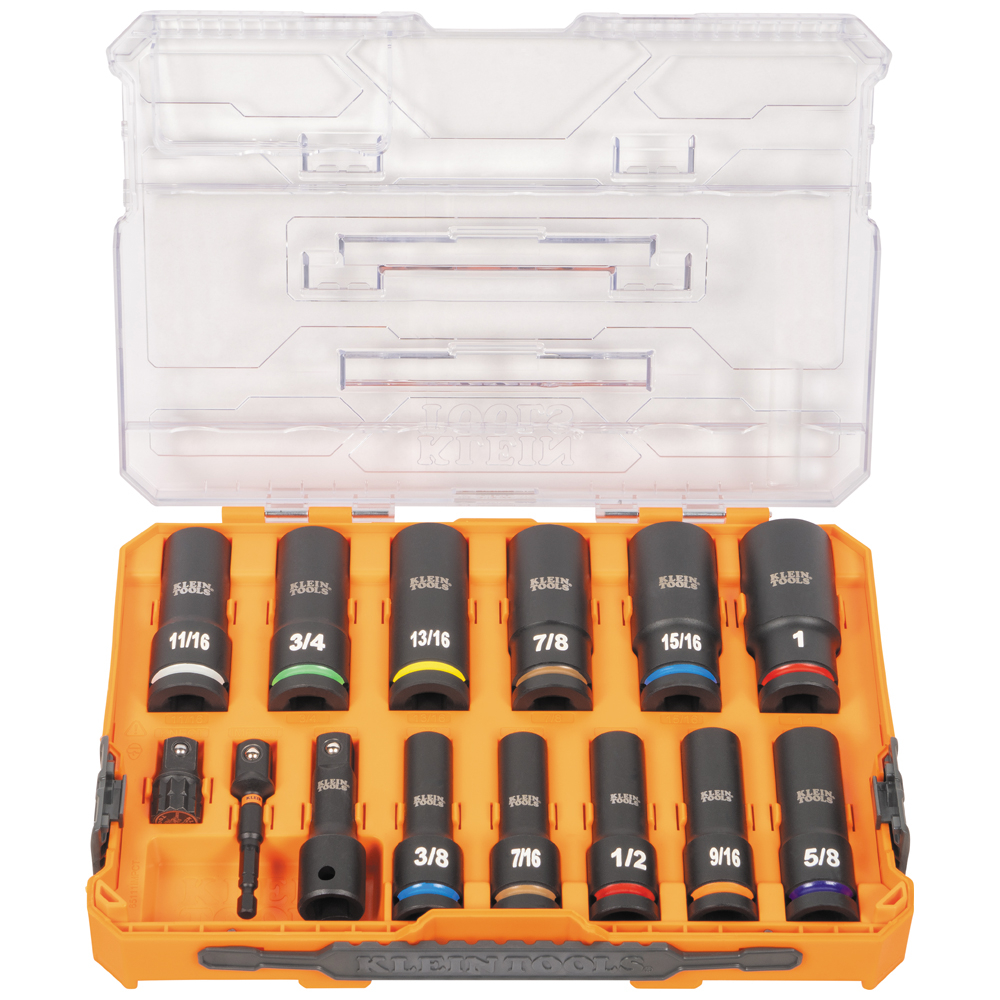 Klein KNECT 1/2-Inch Drive Deep Well Impact Socket Set, SAE, 14-Piece # 65111IMPCT