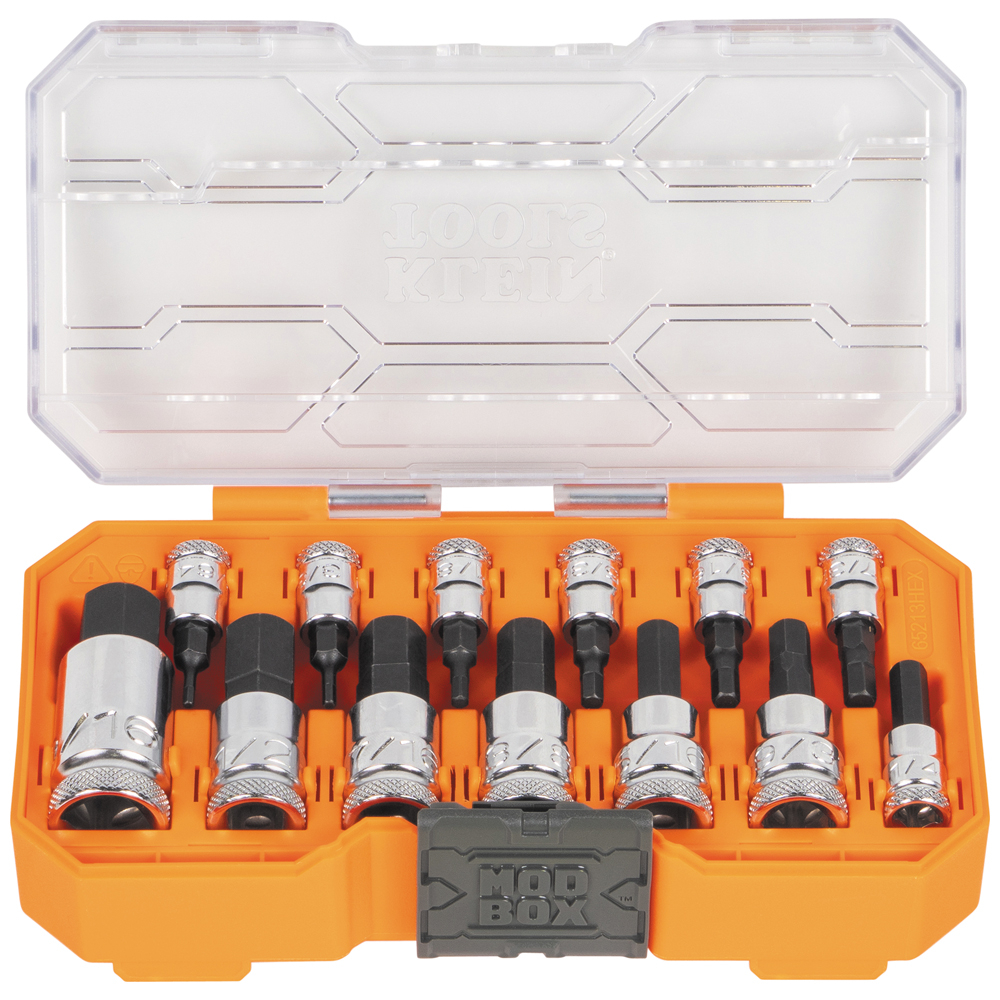 Klein Knurled Hex Bit Socket Set, SAE, 13-Piece # 65213HEX