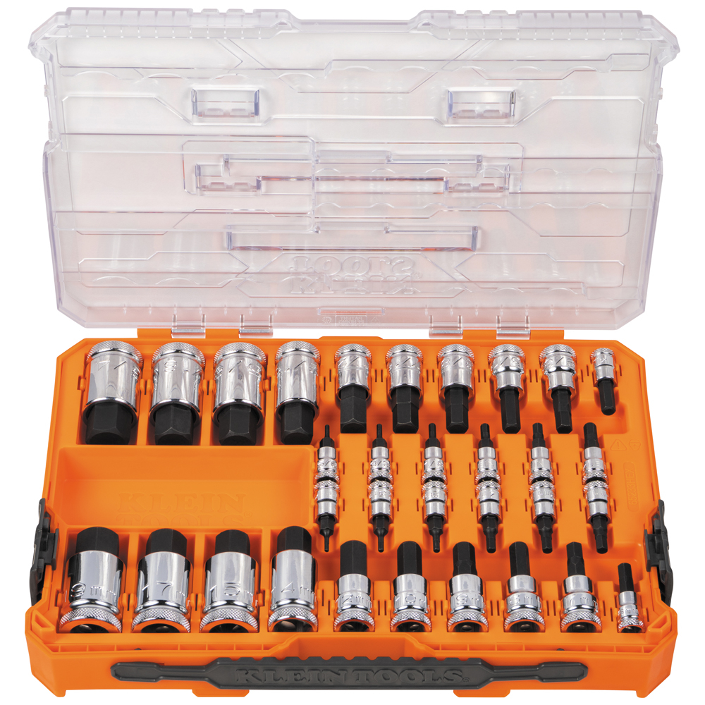 Klein Knurled Hex Bit Socket Set, SAE and Metric, 33-Piece # 65233HEX
