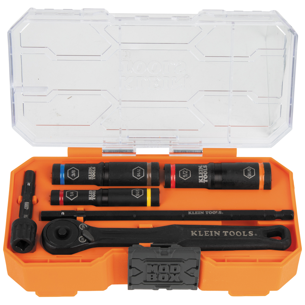 Klein KNECT Essential Deep-Well Heavy-Duty Flip Socket Set, SAE 7-Piece # 65238