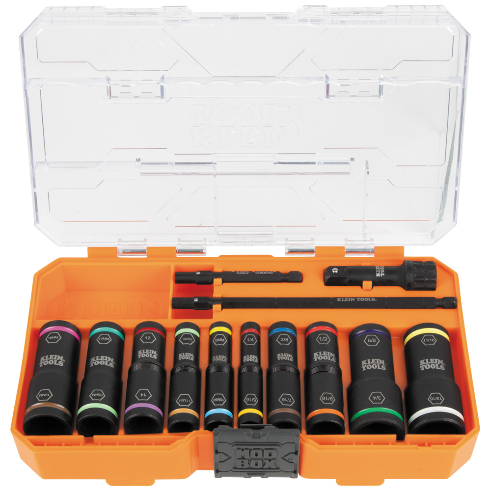 Klein KNECT FLIP-20 Impact Socket Set, SAE and Metric, 13-Piece # 65239