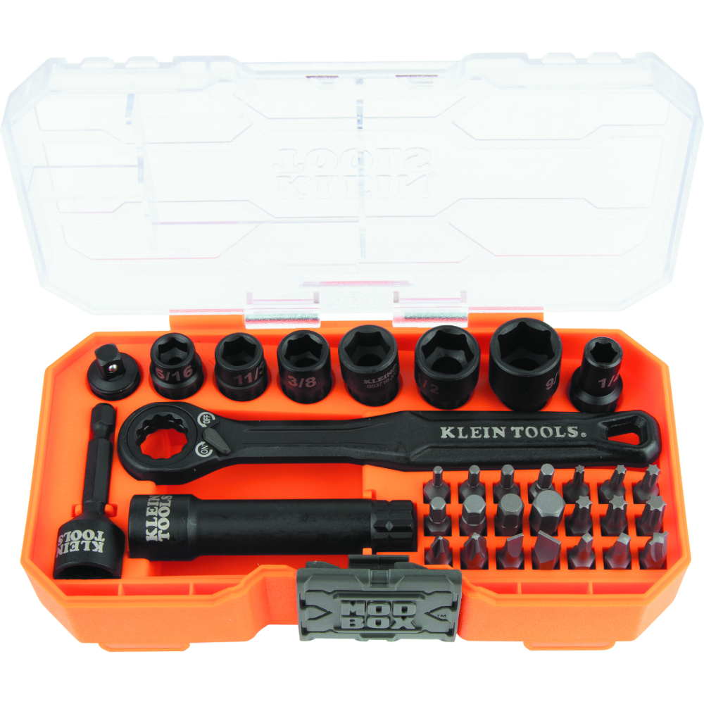 Klein KNECT 1/4-Inch Drive Impact-Rated Pass Through Socket Set, 32-Piece # 65300