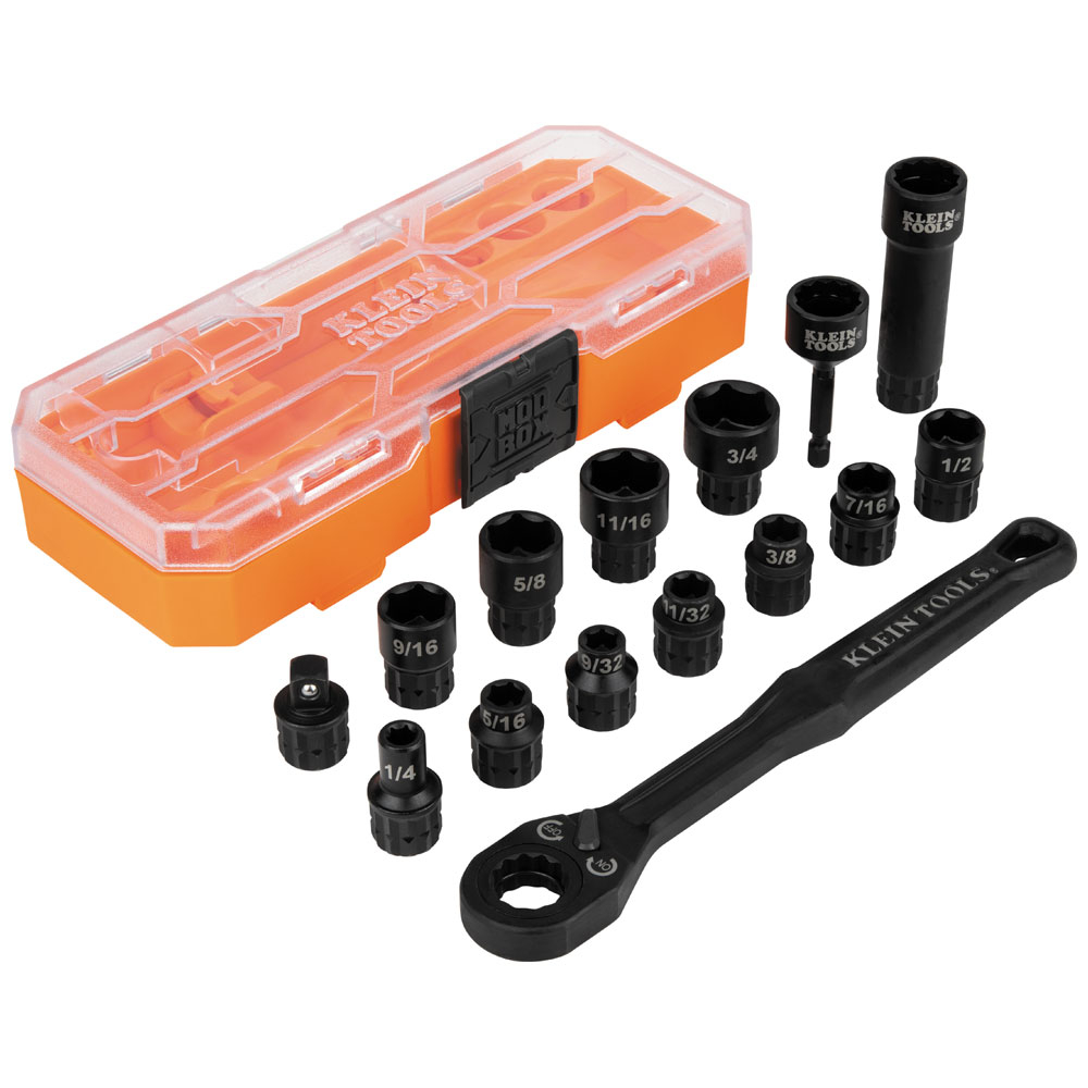 Klein KNECT 3/8-Inch Drive Impact-Rated Pass Through Socket Set, 15-Piece # 65400