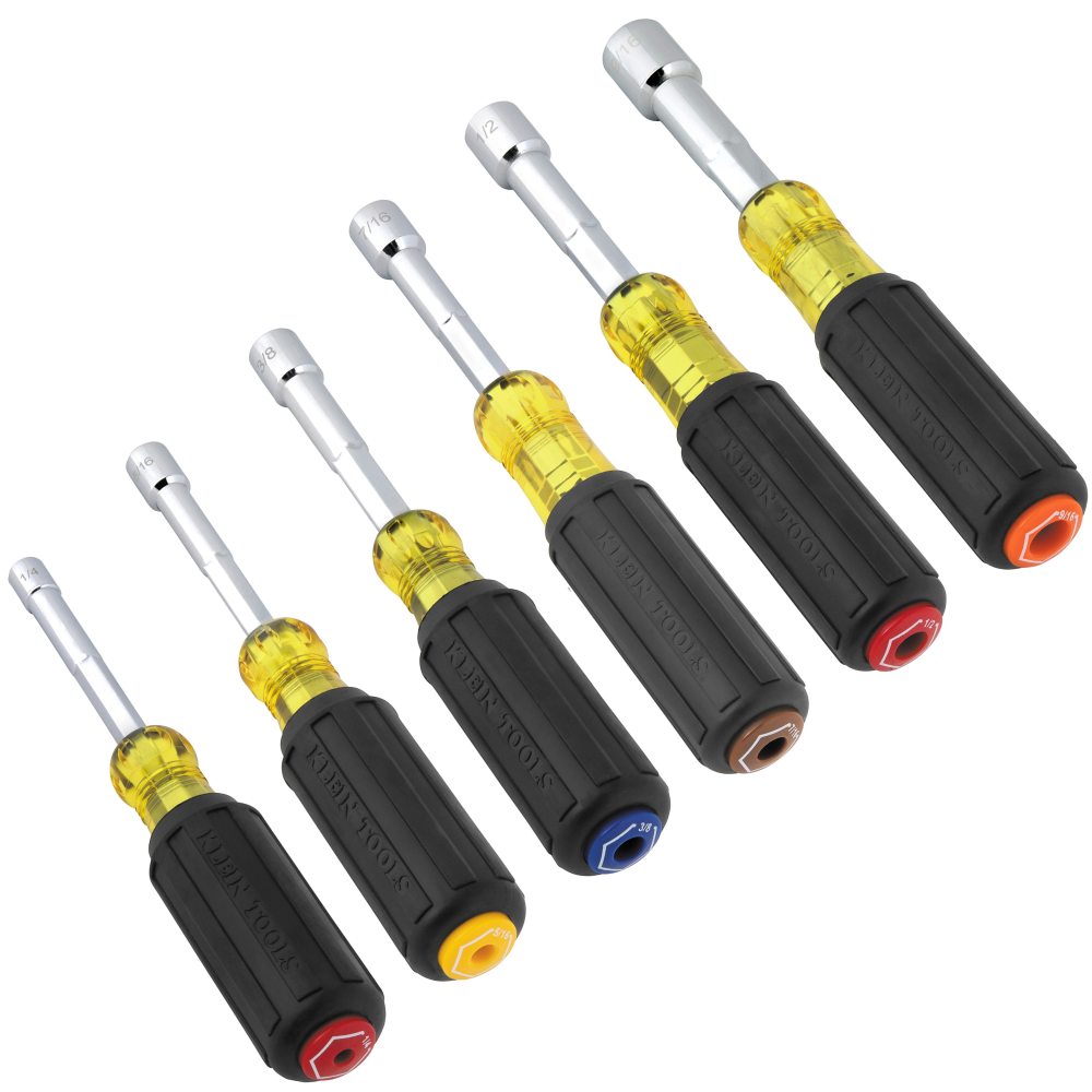 Klein Color-Coded Magnetic Hollow-Shaft Heavy-Duty Nut Driver Set, 6-Piece # 65456MAG