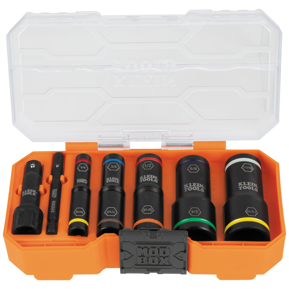 Klein KNECT FLIP-10 Heavy Duty Flip Impact Socket Set, SAE, 8-Piece # 65618