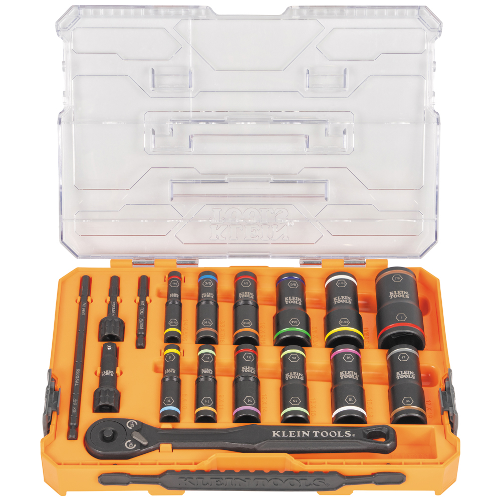 Klein KNECT FLIP-24 Deep-Well, Heavy-Duty Impact Socket Set, SAE and Metric # 65626