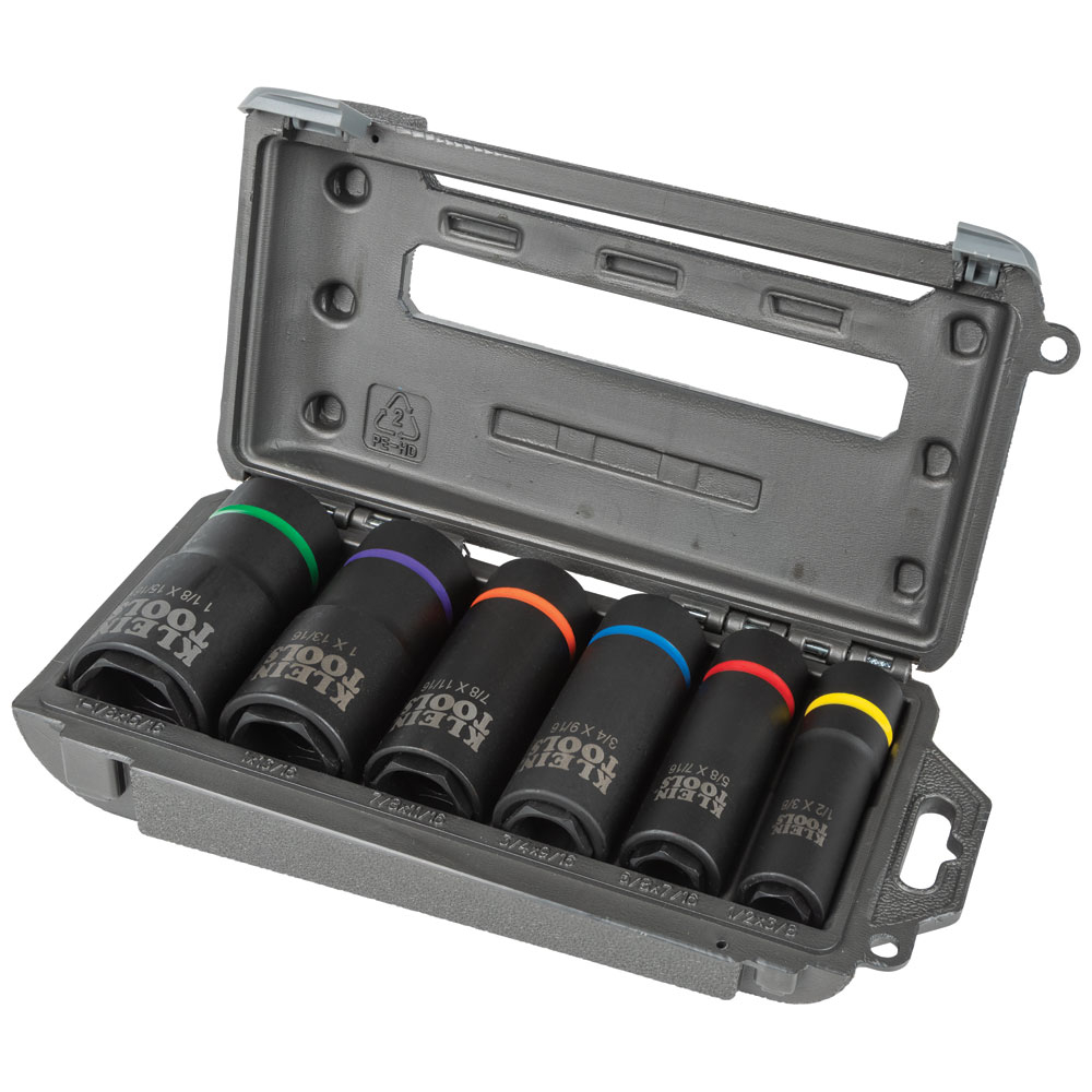 Klein 2-in-1 Impact Socket Set, 6-Point, 6-Piece # 66060
