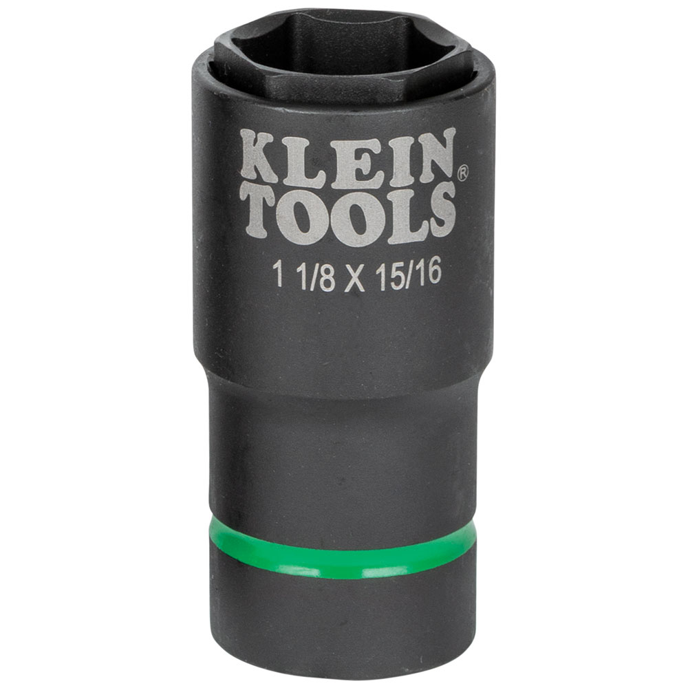 Klein 2-in-1 Impact Socket, 6-Point, 1-1/8 and 15/16-Inch # 66066