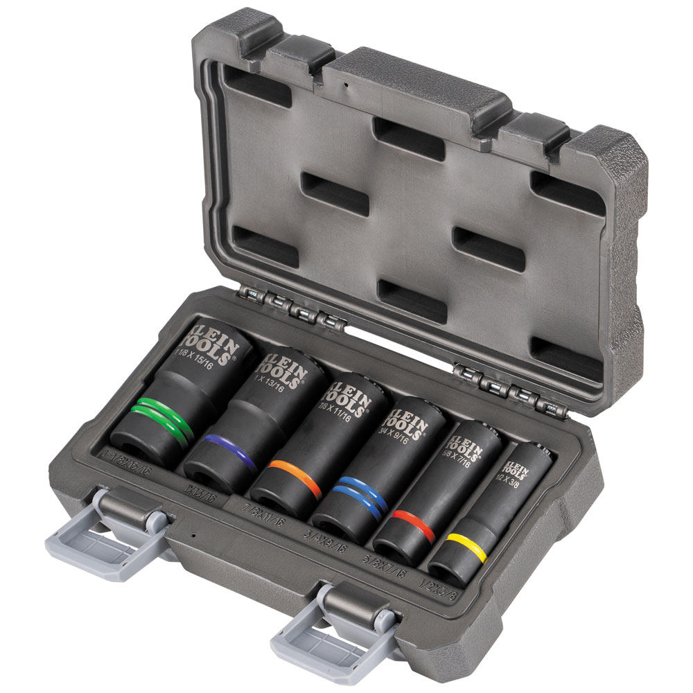 Klein 2-in-1 Slotted Impact Socket Set, 12-Point, 6-Piece # 66090