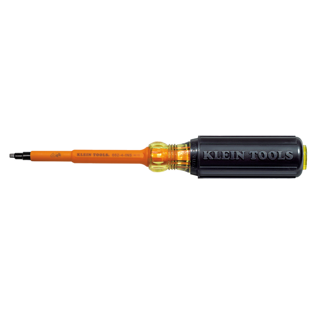Klein Insulated Screwdriver, #2 Square, 4-Inch Round Shank # 662-4-INS