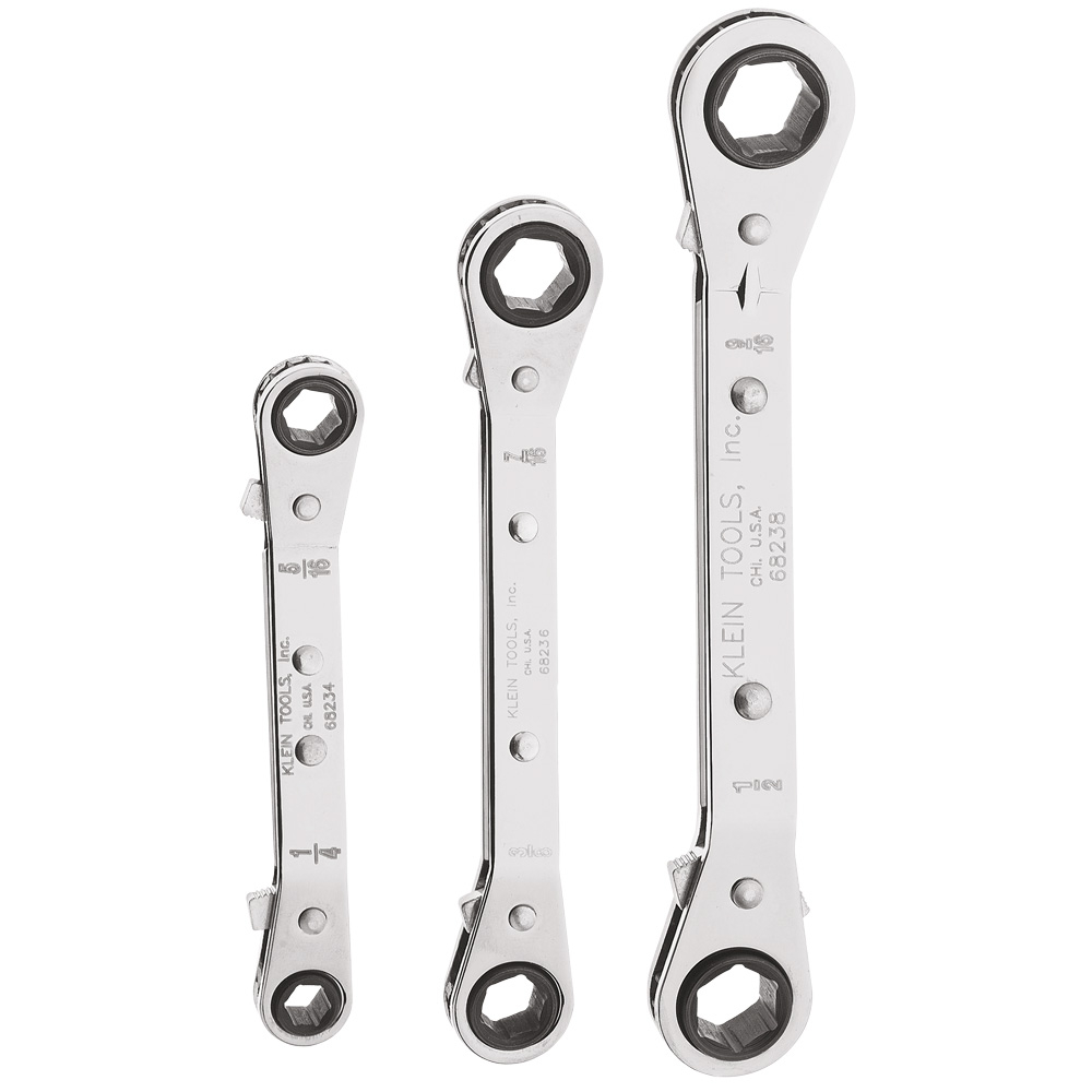 Klein Reversible Ratcheting Box Wrench Set, 3-Piece # 68244